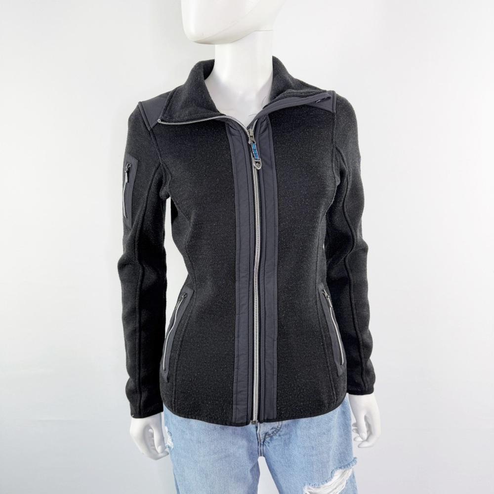 Kuhl Black Knit Zip Up Jacket Size S with Pockets Casual Athleisure Outdoors - Picture 2 of 11